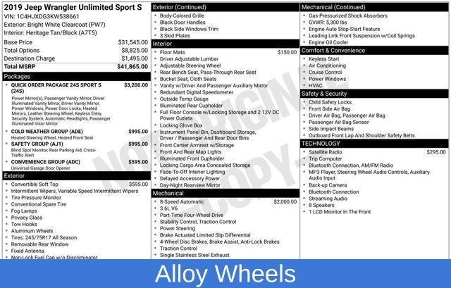 2019 Jeep Wrangler Unlimited Sport S