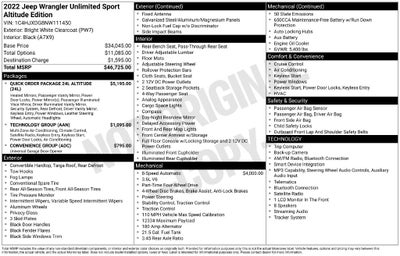 2022 Jeep Wrangler Unlimited Sport Altitude
