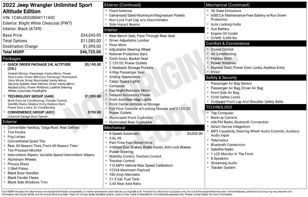 2022 Jeep Wrangler Unlimited Sport Altitude