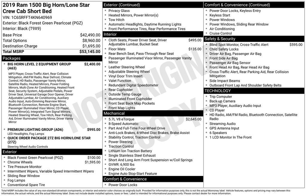 2019 RAM 1500 Big Horn/Lone Star