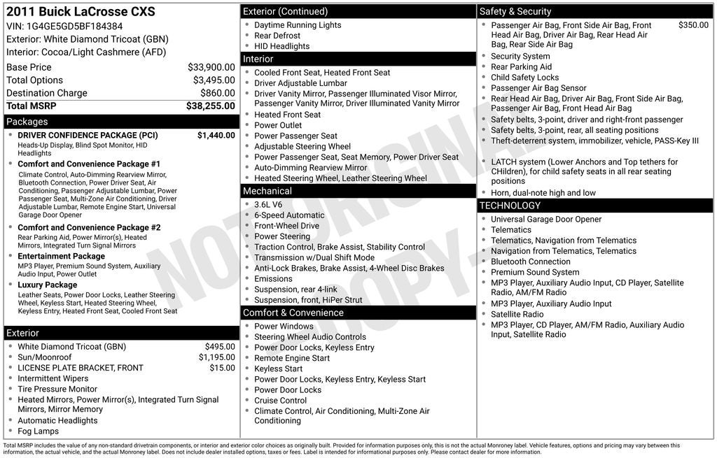 2011 Buick LaCrosse CXS