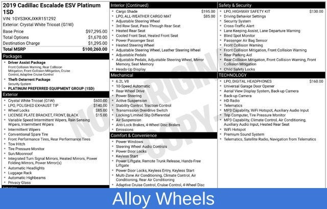 2019 Cadillac Escalade ESV Platinum Edition