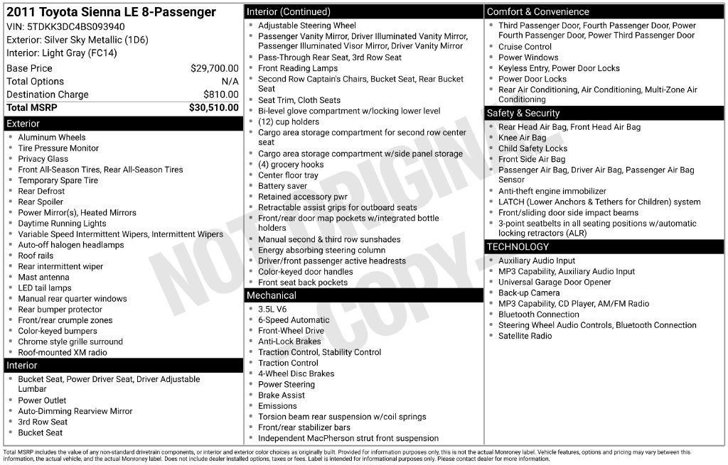 2011 Toyota Sienna LE Mobility Auto Access