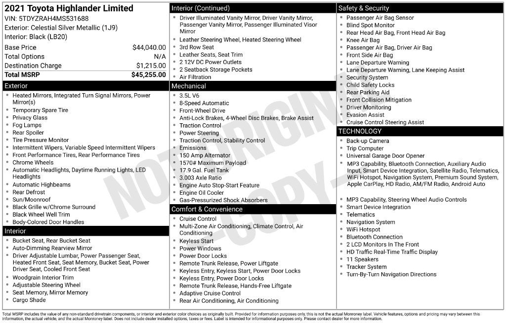 2021 Toyota Highlander Limited