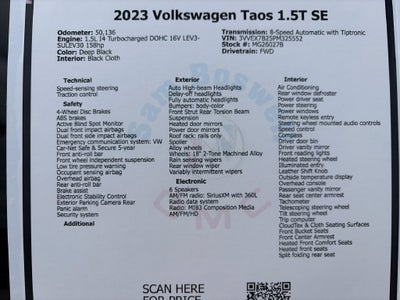 2023 Volkswagen Taos 1.5T SE