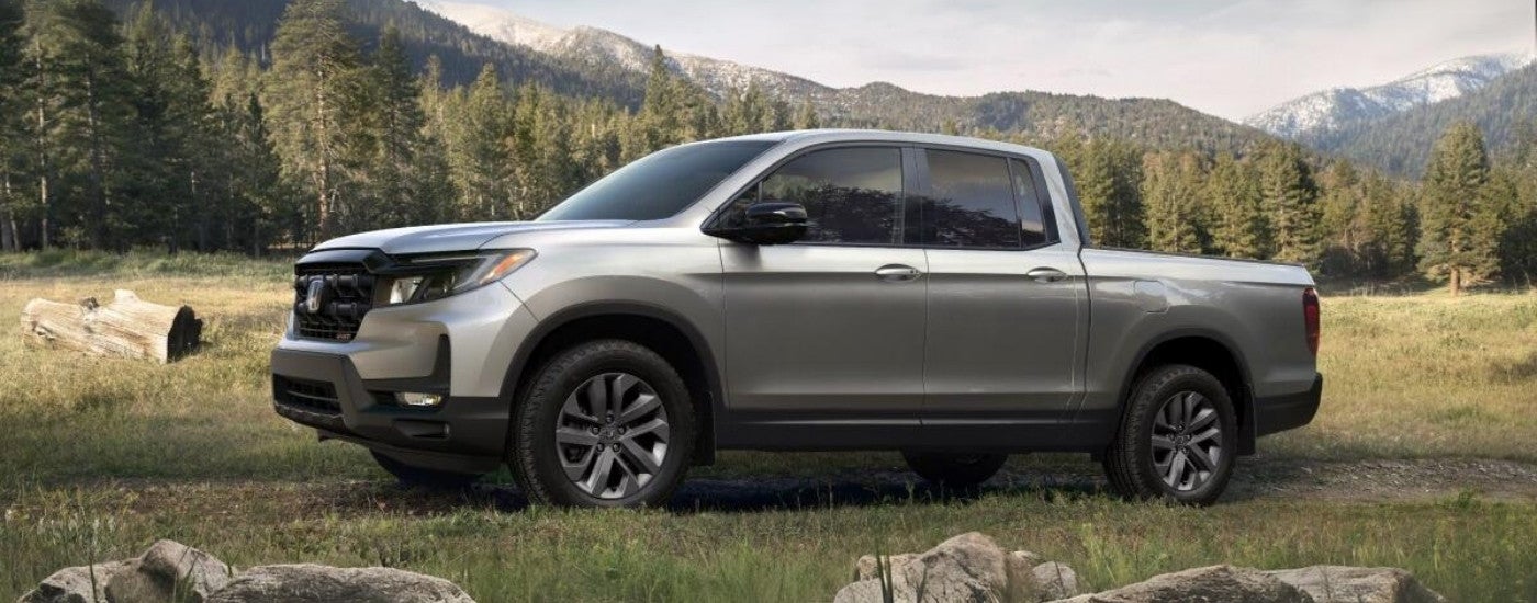 Silver 2025 Honda Ridgeline parked off-road
