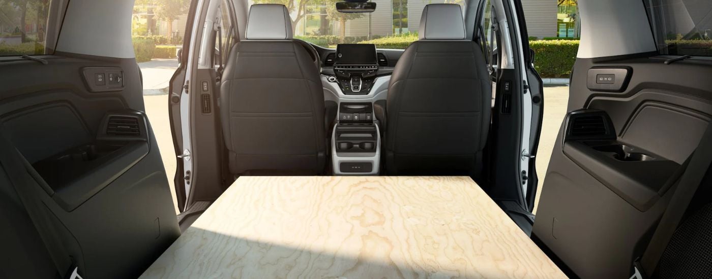 Interior view from the cargo area of a 2026 Honda Odyssey.