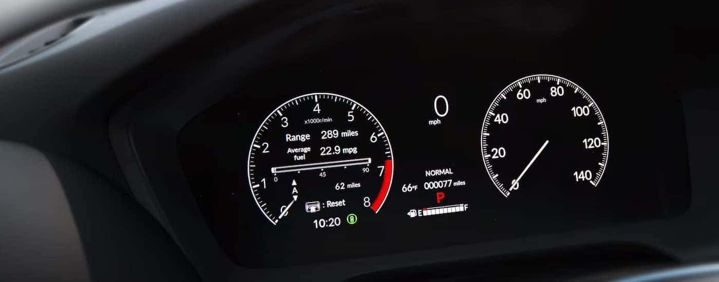 Digital gauge cluster in a 2025 Honda HR-V at a dealer in Enterprise