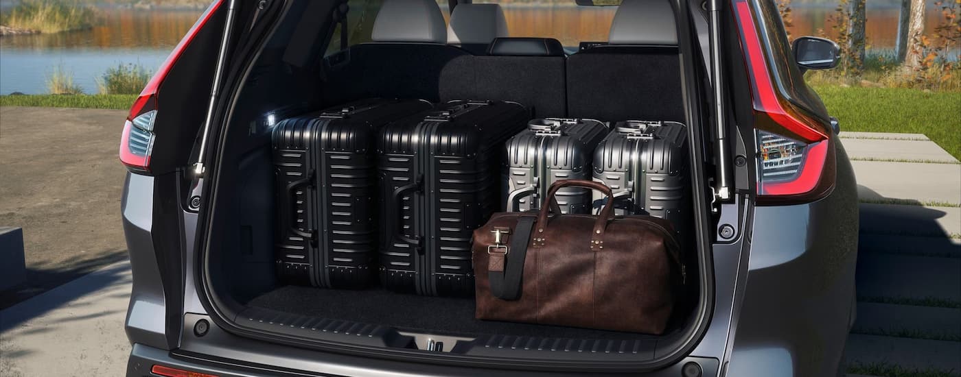 Rear cargo area of a gray 2026 Honda CR-V 